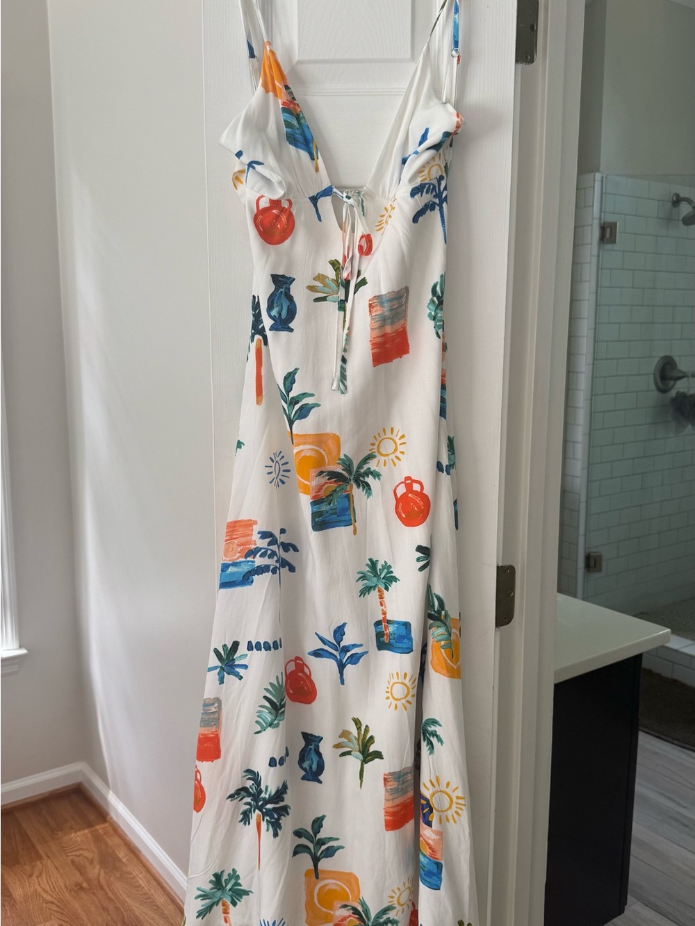 Paper Heart Printed Maxi Dress with Tie Front Size Small NWT